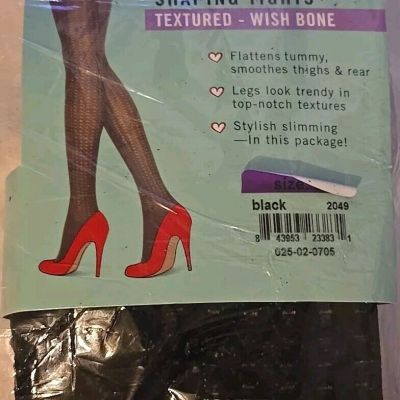 New Spanx Love Your Assets Shaping Tights Textured Wish Bone Black Size 5